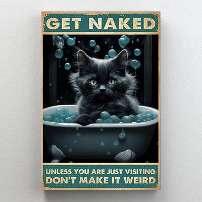 Trinx Black Cat Get Naked On Canvas Graphic Art Wayfair