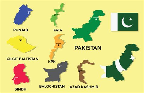 Pakistan Map with flag. All provinces vector map illustration with ...