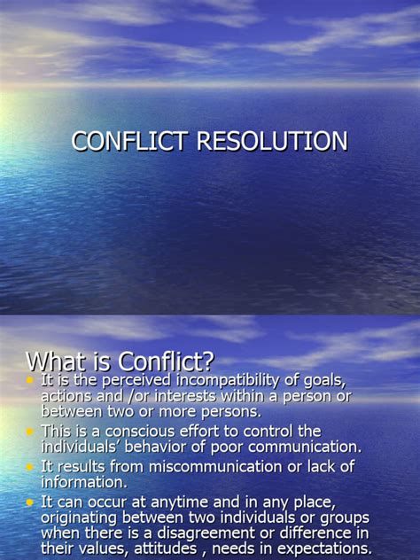 Conflict Resolution | PDF