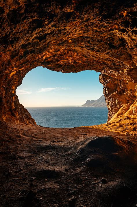 Cave Rocks Stones Sea Horizon Hd Phone Wallpaper Peakpx