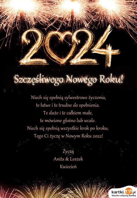 Tego Ci życzę w Nowym Roku 2022 Darmowe kartki