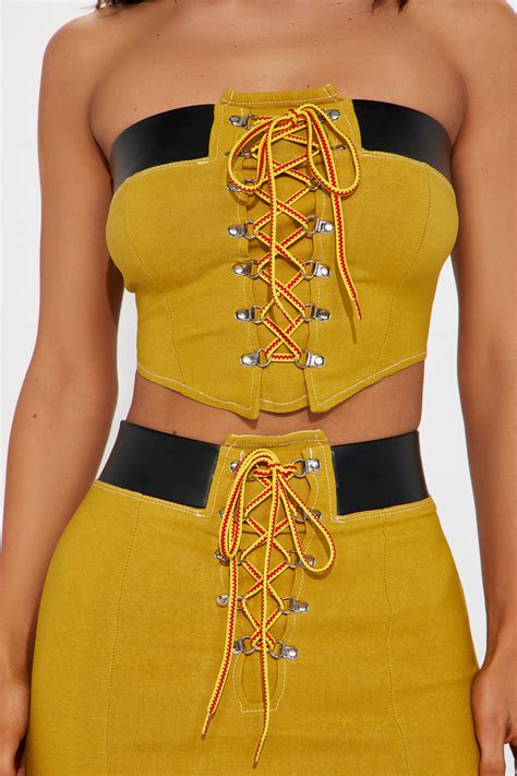 Timber Skirt Set Mustard Fashion Nova Matching Sets Fashion Nova