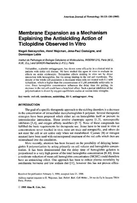 (PDF) Membrane expansion as a mechanism explaining the antisickling ...