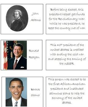 Presidents Memory Game - Use for President's Day or Year Round! by ...