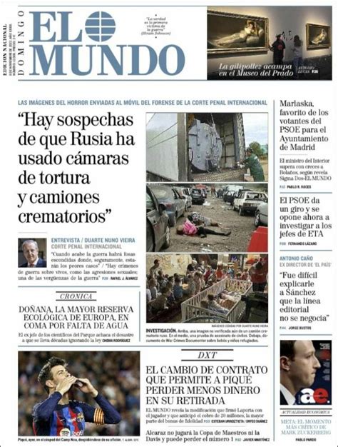 Portada Del Diario El Mundo Del Día 6112022 News Europa