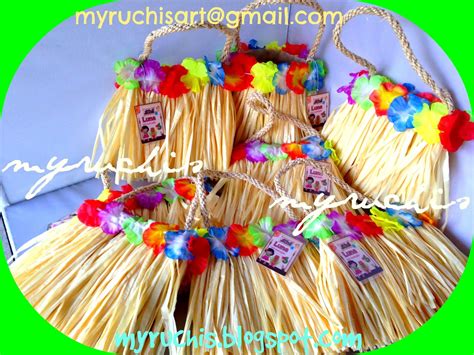 Myruchis Dulceros Fiesta Hawaiana Bolsitas Falda Hawaiana Y Botes Con