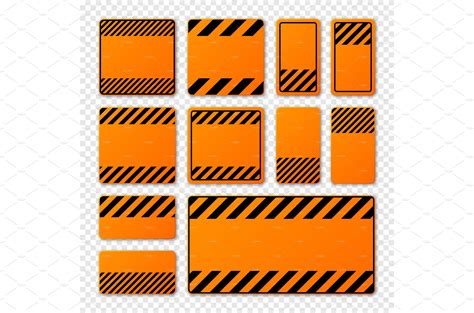 Various blank orange warning signs | Object Illustrations ~ Creative Market