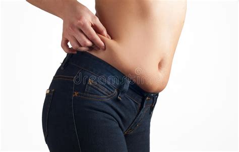 Femme De Poids Excessif Dans Des Jeans Photo Stock Image Du R Gime