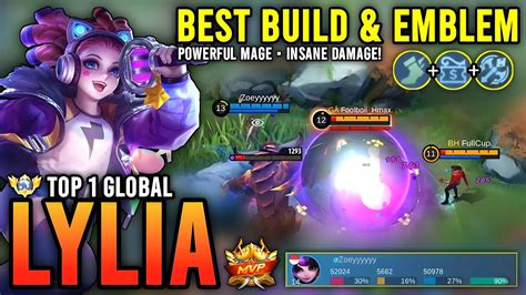 POWERFUL MAGE LYLIA BEST BUILD EMBLEM 2023 TOP 1 GLOBAL LYLIA