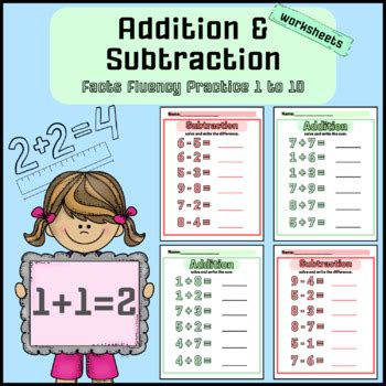 Math Fact Fluency Addition And Subtraction Practice To Tpt