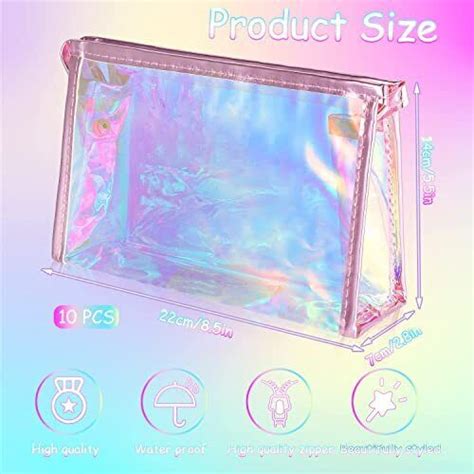 10 Pcs Holographic Makeup Bags Bulk Clear Holographic Purple Pink EBay