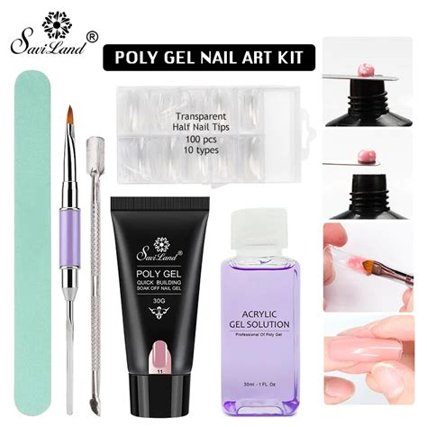 Saviland 30g Poly Gel Nails Kit 6pcs Polygel Uv Fast Builder Nail Modle