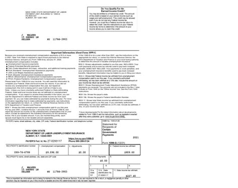 Important Tax Document: Form 1099-G Reporting Unemployment Compensation Payments for Tax Year ...