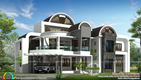 Half round roof unique house design - Kerala Home Design and Floor ...