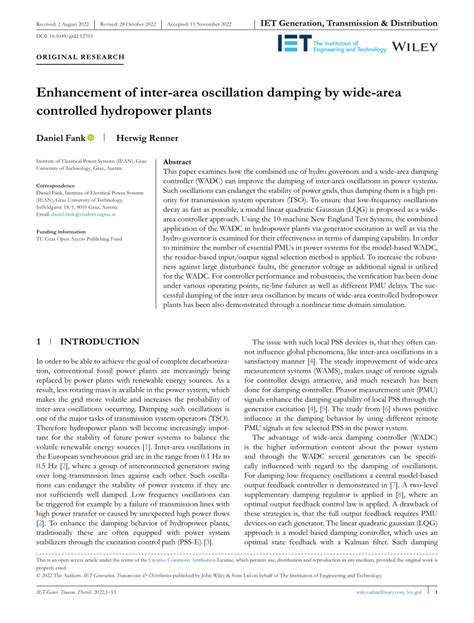 Pdf Enhancement Of Interarea Oscillation Damping By Widearea