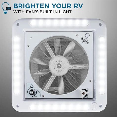 Hike Crew In White Manual Rv Roof Vent Fan With Speeds And Led