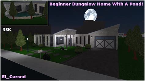 Beginner Bungalow Home With A Pond Bloxburg Roblox Youtube