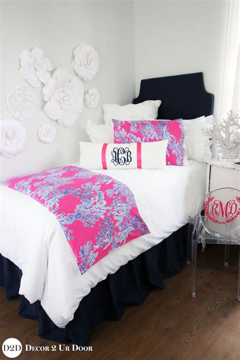 Lilly Coral Print Dorm Bedding Set Dorm Bedding Sets Dorm Bedding