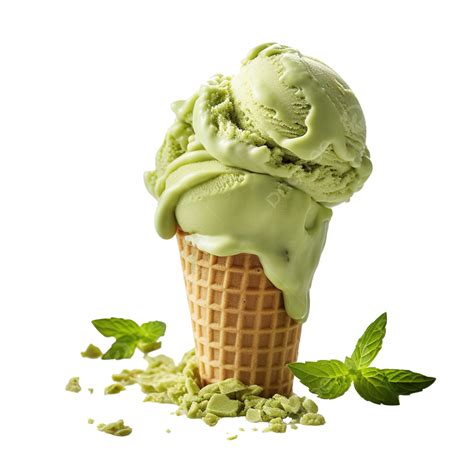 Glace Au Th Vert Avec Garniture Png Cr Me Glac E Vert Cornet De