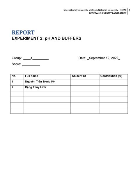 Report Chem Lab Grading S1 2122 General Chemistry Laboratory Report