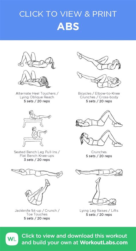 ABS – click to view and print this illustrated exercise plan created with #WorkoutLabsFit ...