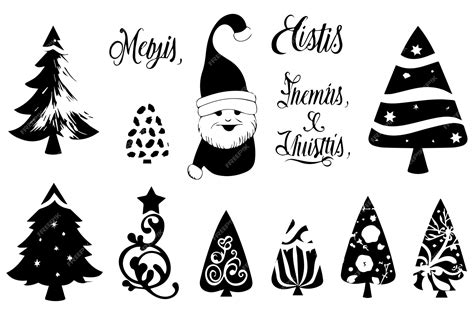 Premium Vector Christmas Set Of Design Elements Silhouettes