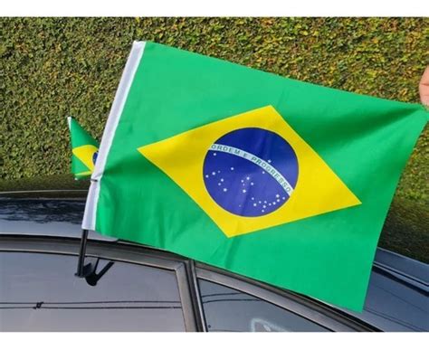 Kit Bandeiras Do Brasil P Carro Em Tecido Haste Parcelamento