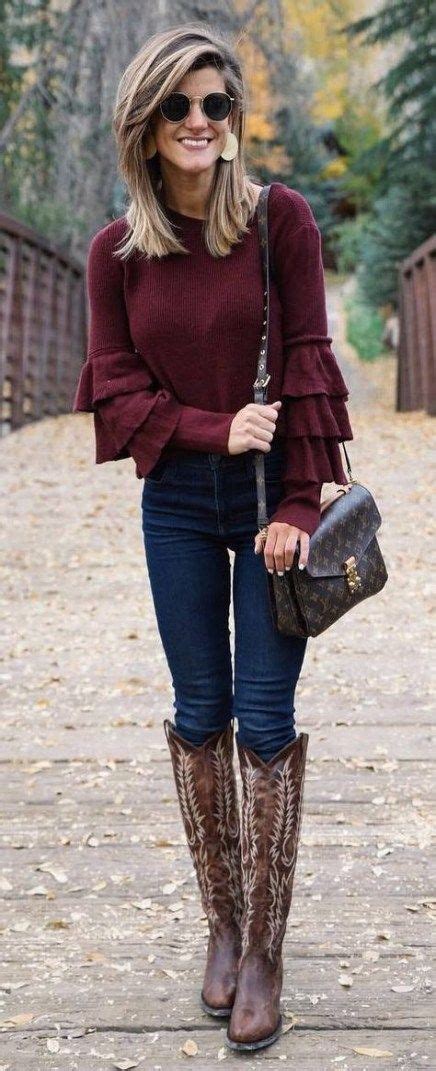 Cowgirl Boote Outfit Winter Pullover Fallen Mode Ideen With