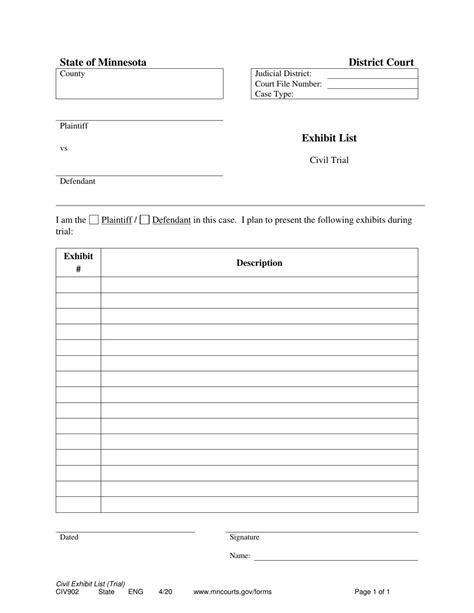 Court Exhibit Template