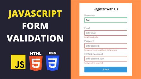 Javascript Form Validation Javascript Beginner Projects Youtube