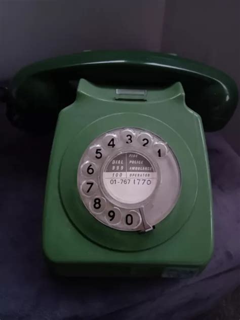 VINTAGE ORIGINAL 1970 S GPO BT Rotary Dial 746 GNA 76 1 GREEN TELEPHONE