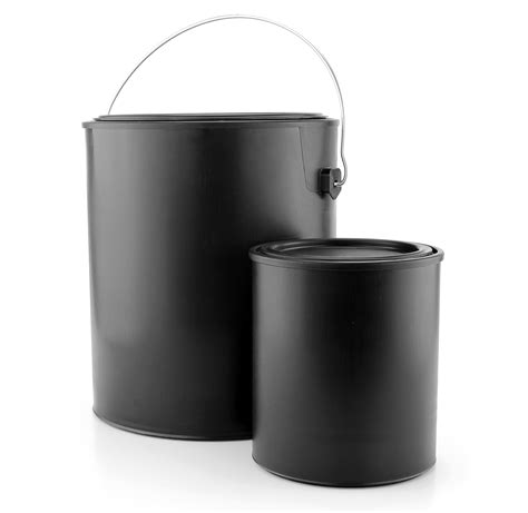 Black Paint Cans Gallon & Quart Plastic (1 Gallon Can, 1 Quart Can); Matte Finish; All-Plastic w ...