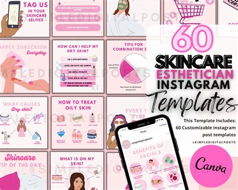 60 Esthetician Instagram Posts Skincare Instagram Templates Etsy