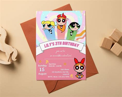 Editable Powerpuff Girls Invitation Digital Printable Birthday Party