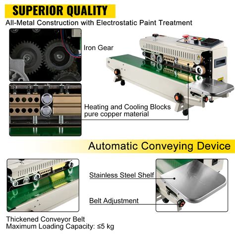 Vevor Fr770a Sellador De Banda 0 16 M min Sellador Automático