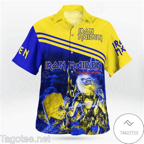 Iron Maiden Live After Death Mix Blue And Yellow Hawaiian Shirt Tagotee