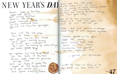 Letra De Taylor Swift New Year's Day - New Year's Day | Taylor Swift Switzerland