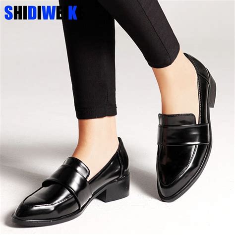 Women Dress Shoes Oxford Shoes Formal Work Footwear Black Flats Slip On