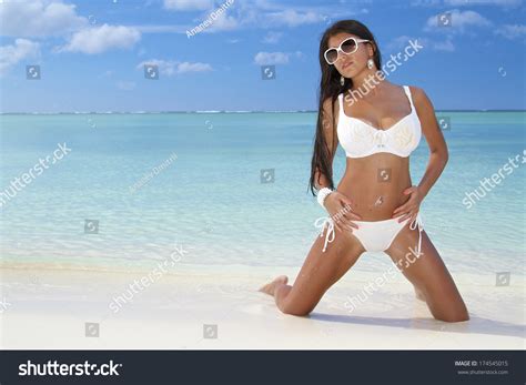 Beautiful Sexy Girl White Bikini On Stock Photo Shutterstock