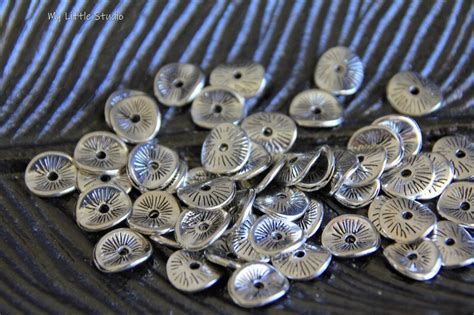 Large Round Curved Silver Discs Spacer Beads Tibetan Silver Antique