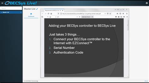 becsys  collecting controller serial number  authentication