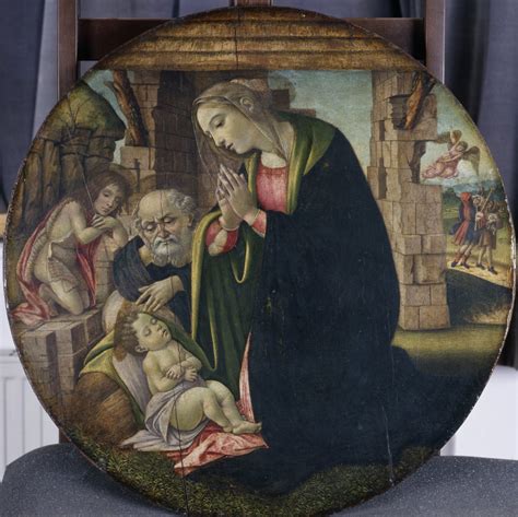 De Aanbidding Van Jezus Door Maria En Jozef Ca 1380 85 Tempera Op