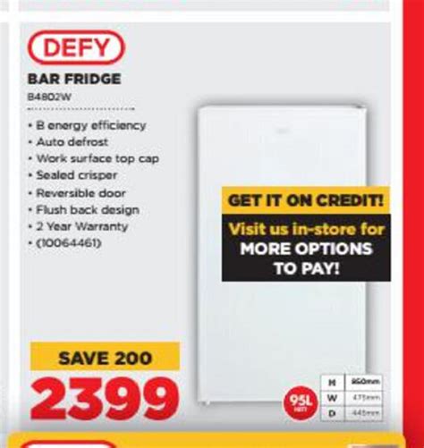 DEFY Bar Fridge B4802W Offer At HiFi Corp