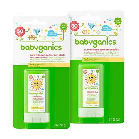 Babyganics Pure Mineral Sunscreen Stick SPF 50 47oz Stick Pack Of 2