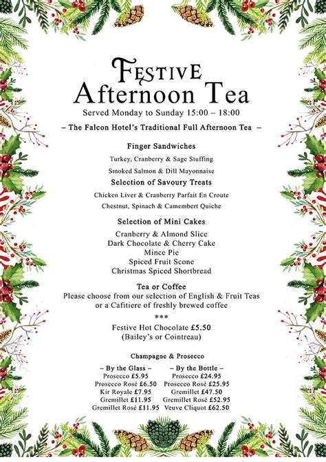 The Falcon Hotel Christmas Afternoon Tea Menu | Festive Afternoon Tea ...