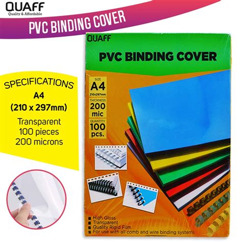 Quaff Clear Pvc Binding Cover Short A Long Size Microns