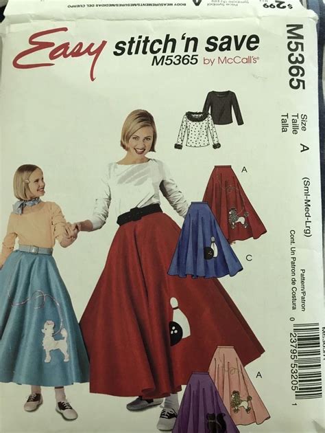 McCall S Sewing Pattern Poodle Skirt M5365 Sz 8 18 Bowling Parties