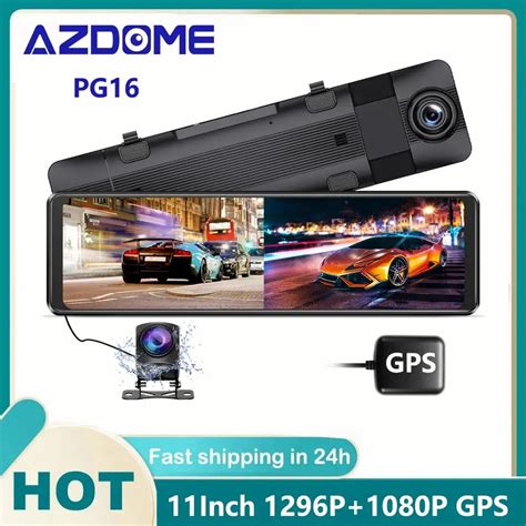 Azdome Pg Car Mirror Dvr Gps P Dual Cams Inch Touch Screen Rear