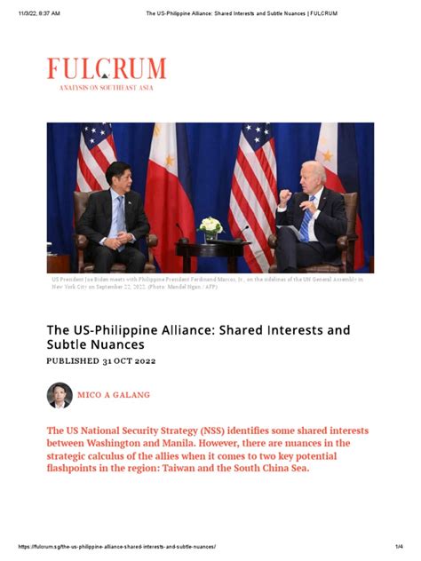 The Us Philippine Alliance Shared Intere Pdf International Relations Global Politics