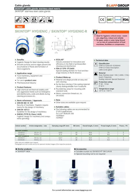 Pdf Skintop Hygienic Skintop Hygienic R Info Skintop Cable